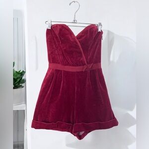 COOPERATIVE Urban Outfitters Red Velvet Tuxedo Jumpsuit ROMPER M